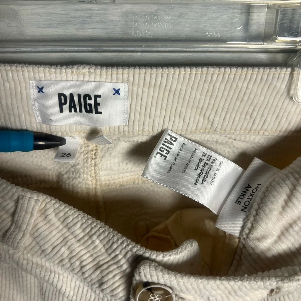 Paige Hoxton‎ Ankle Cream Off White Corduroy Pants Slim